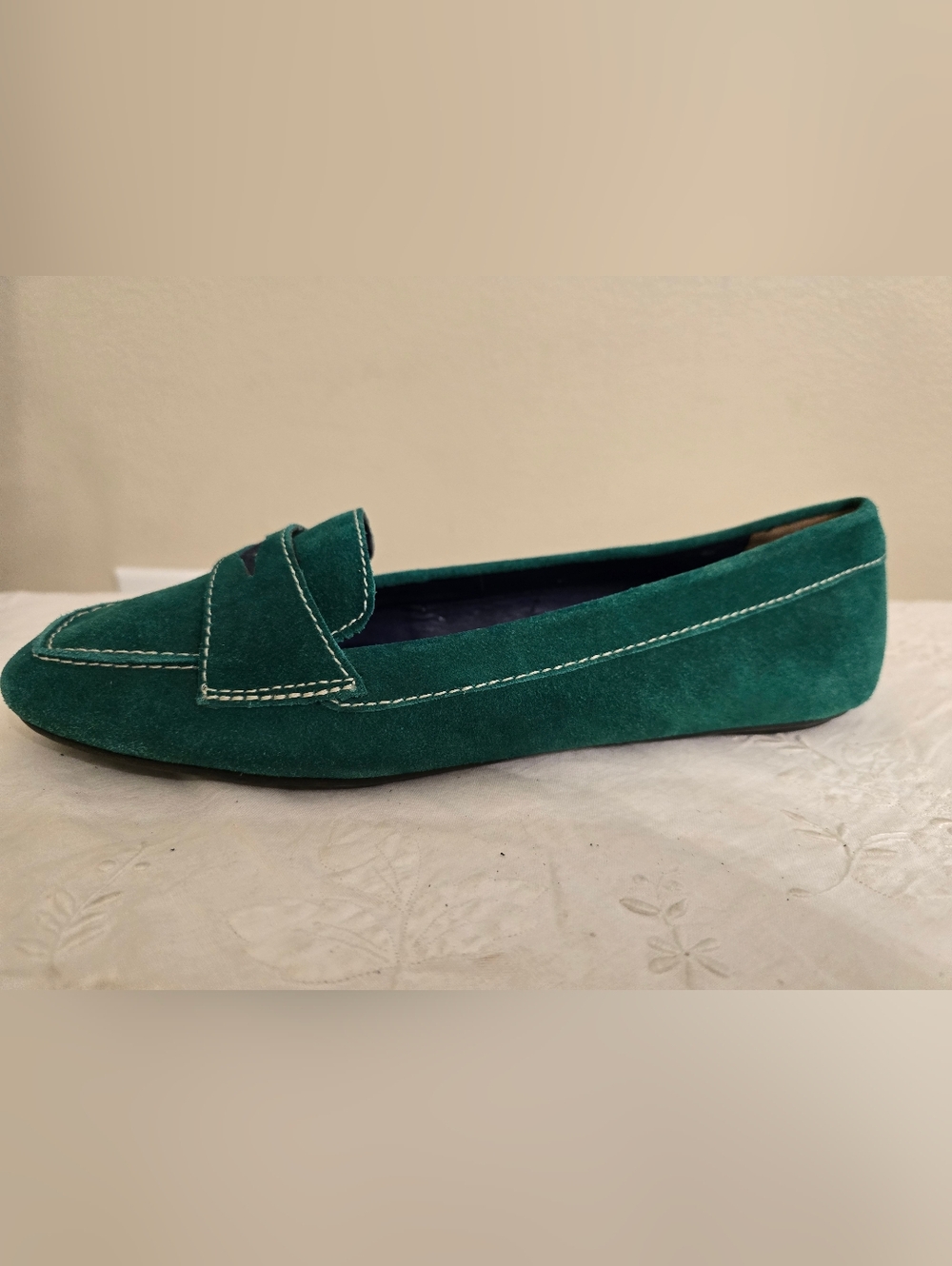 Talbots Green Suede Penny Loafers T Loafers In Excellent Condition Size 9.5 - Picture 2 of 7